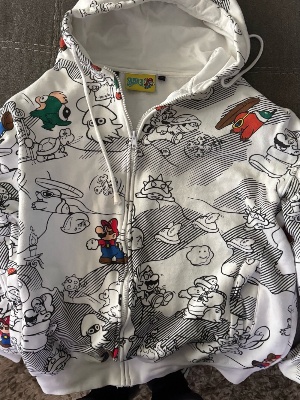 X2 Nintendo Zip-Up Hoodie with Multicolor Super Mario Accents